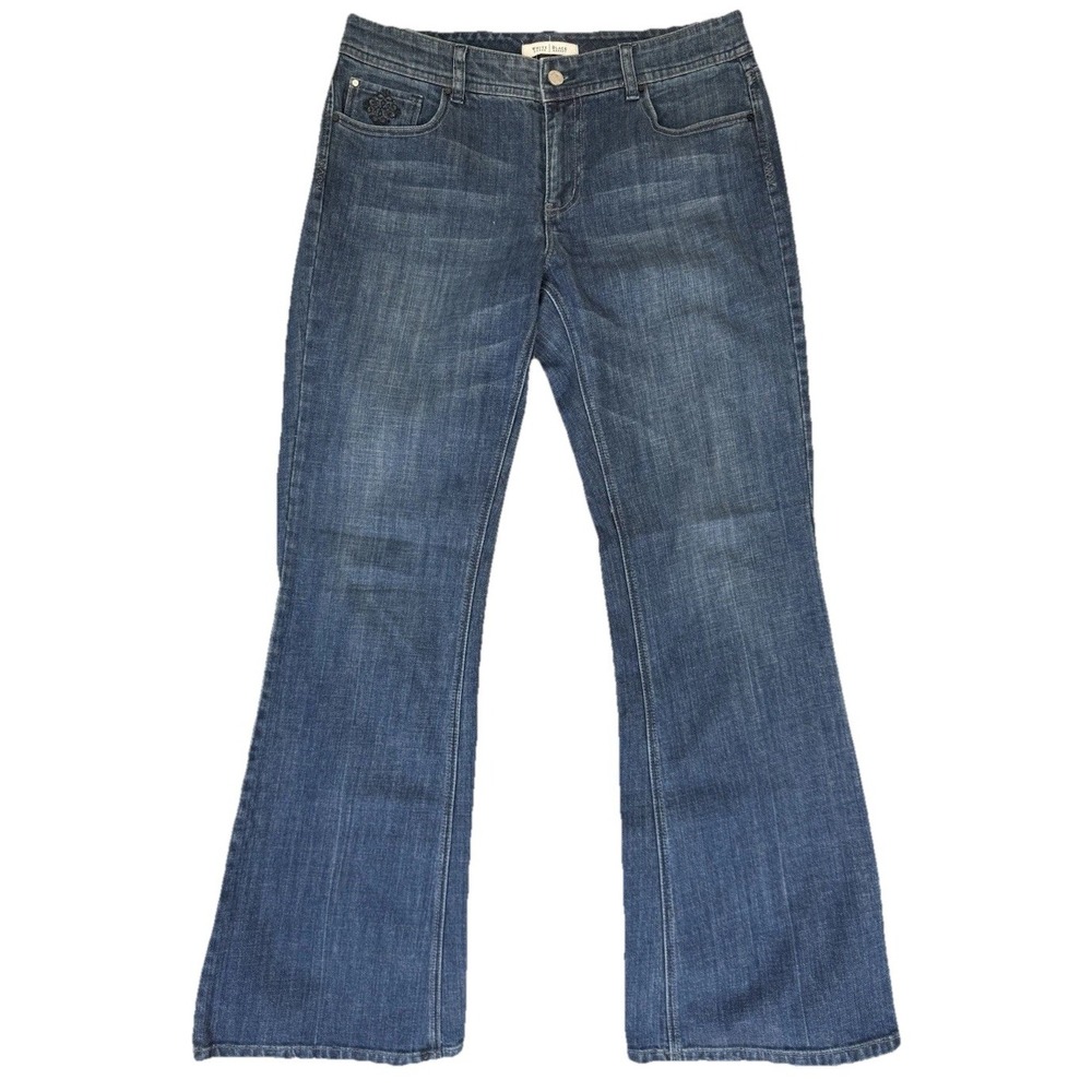 White House Black Market Blanc Flare Leg Jeans Womens 10R Dark Mid Rise‎ 33x32